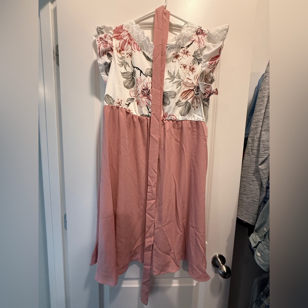 Floral Pink and White Dress